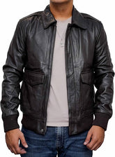 Men’s Black Leather Flight Jacket