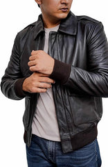 Men’s Black Leather Flight Jacket