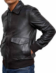 Men’s Black Leather Flight Jacket