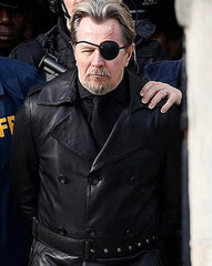 The Courier Gary Old Man Black Real Leather Trench Coat