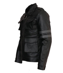Leon Kennedy Resident Evill 5 Real Leather Black Jacket