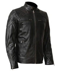 Men's Black Motorcycle Leather Jacket