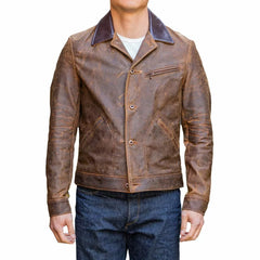 Charles Brown Cowboy Distressed Leather Jacket