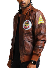 Men's Brown Bomber Real Leather Jacket