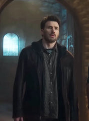 Red One Chris Evans Leather Brown Jacket