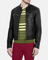 Men's Café Racer Distressed Leather Jacket