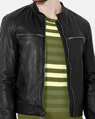 Men's Café Racer Distressed Leather Jacket