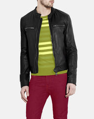 Men's Café Racer Distressed Leather Jacket