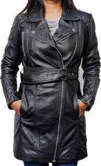 Women’s Black Sheepskin Leather Coat
