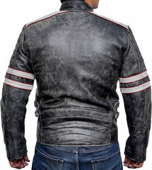 Men's Distressed Black Biker Leather Jacket