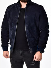 Men's Navy-Blue Suede Leather Jacket