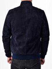 Men's Navy-Blue Suede Leather Jacket