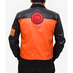 Naruto Shippuden Black and Orange Real Leather Jacket
