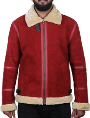 Ryan Reynolds Red Spirited Shearling Suede Leather Jacket