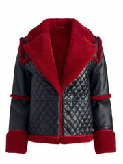 Women’s Aviator Pilot Style B3 Shearling Black & Red Jacket