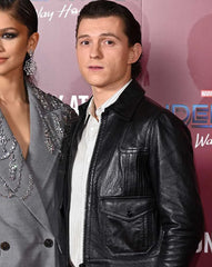 Tom Holland's Classic Black Biker Jacket