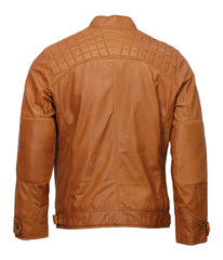 Men’s Tan Classic Light Brown Leather Cosplay Biker Jacket