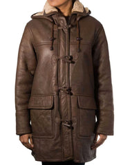 Women's Brown Ginger Leather Long Coat