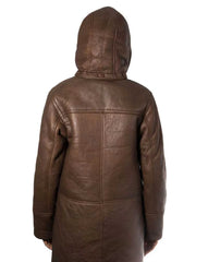 Women's Brown Ginger Leather Long Coat