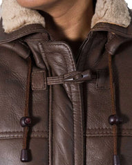Women's Brown Ginger Leather Long Coat