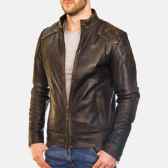 Men’s Vintage Black Quilted Biker Jacket