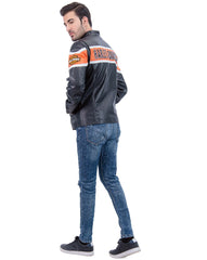 Victory Lane Black Leather Racer Jacket