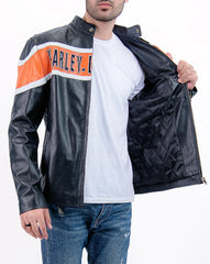 Victory Lane Black Leather Racer Jacket