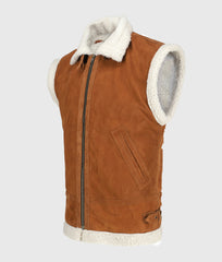 Women’s Light Brown Shearling Leather Vest