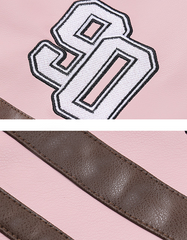 Women's 90 Patch Stripes Street Oversized Real Leather Jacket