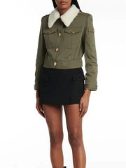 Women's The Equalizer Liza Lapira Fur Collar Green Jacket