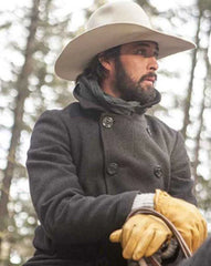 Ryan Bingham Yellowstone Black Wool Pea Coat