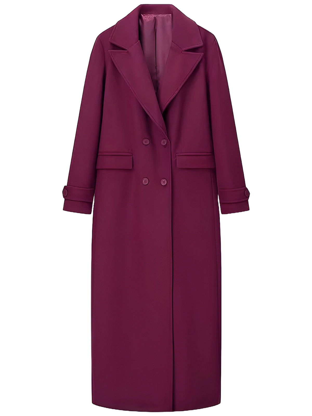 Women's Burgundy Wool Long Coat
