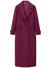 Women's Burgundy Wool Long Coat