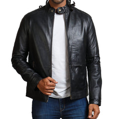 Mens Biker Jacket Faux Leather