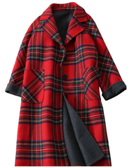 Women's Red Cute Cashmere Wool Trench Coat