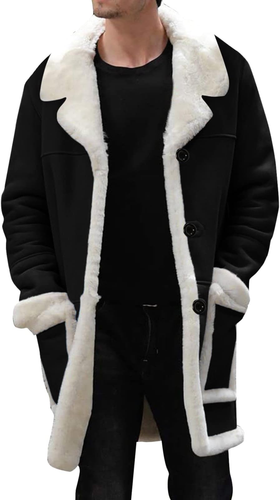 Mens Winter Shearling Leather Long Coats