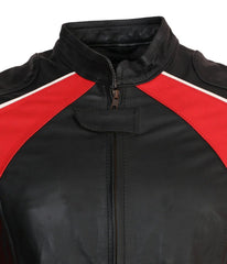 Men’s Motocross Red and Black Leather Jacket
