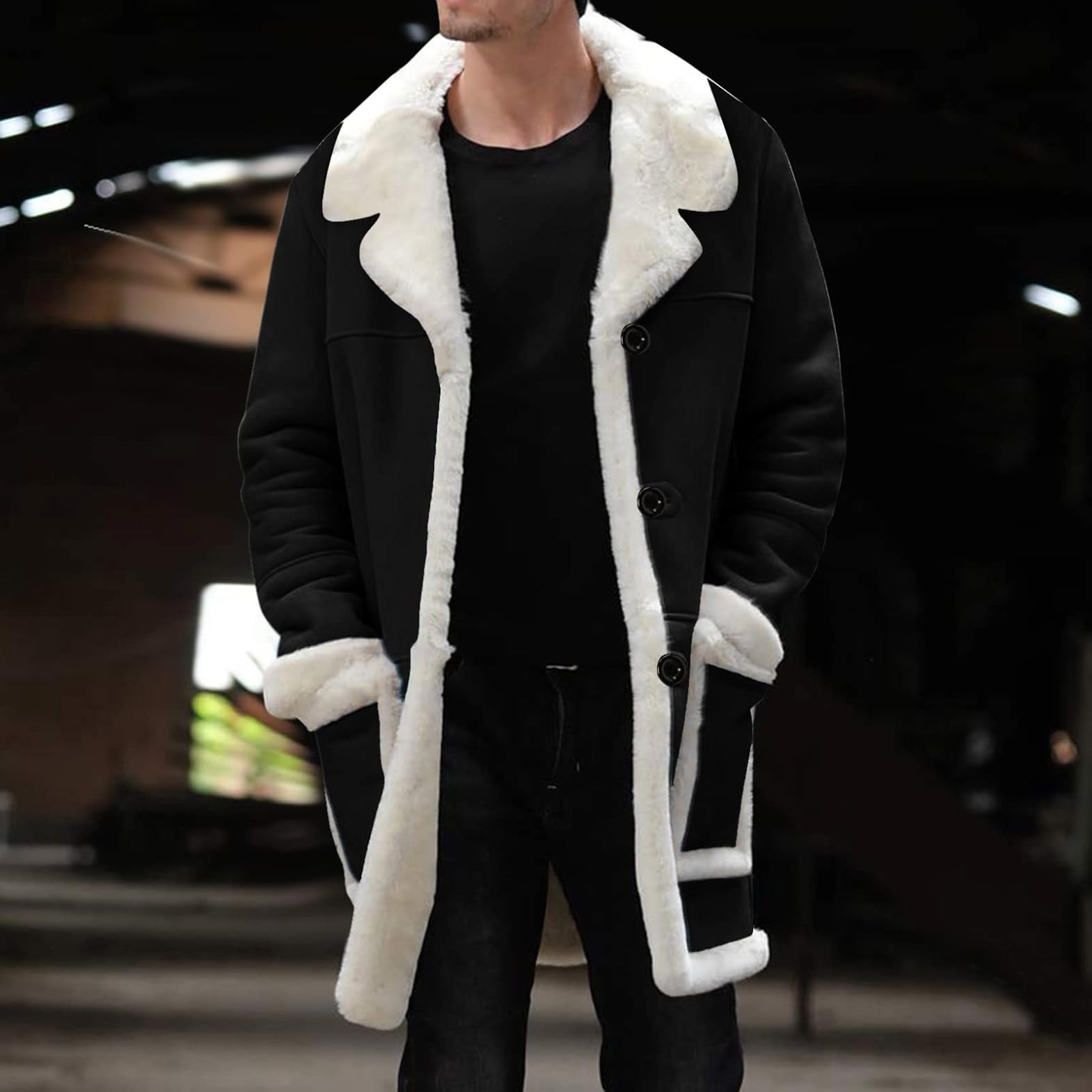 Mens Winter Shearling Leather Long Coats