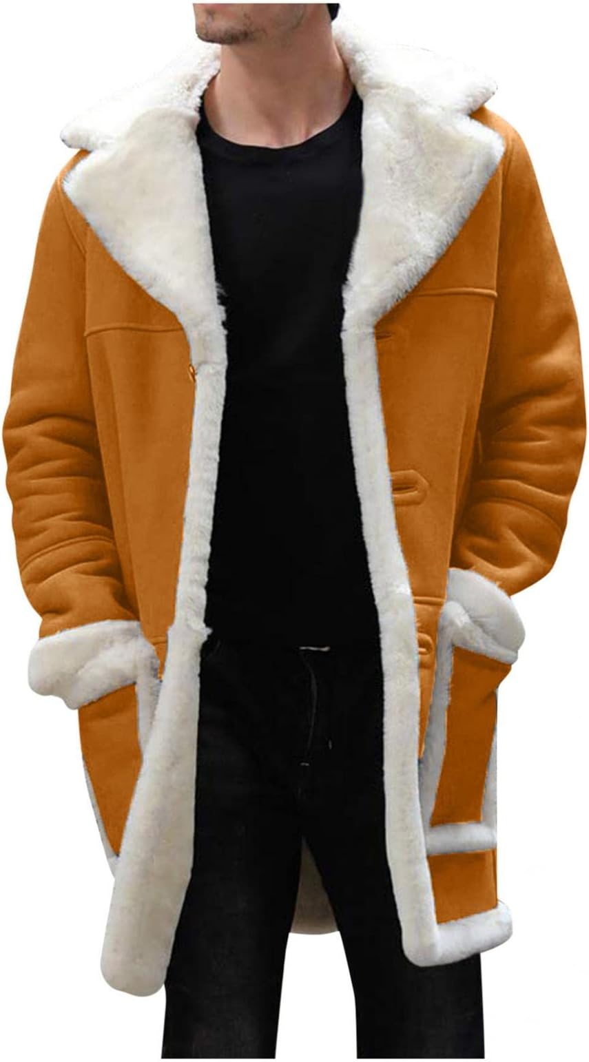 Mens Winter Shearling Leather Long Coats
