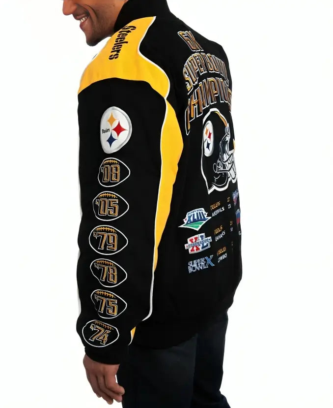 Pittsburgh Steelers Super Bowl Champions  Yellow & Black Cotton Jacket