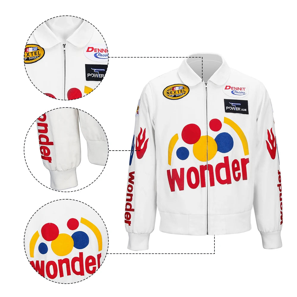 Men's Wonder White Racing Real Leather Jacket