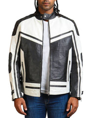 Men’s Two-Toned Quilted Biker Leather Jacket