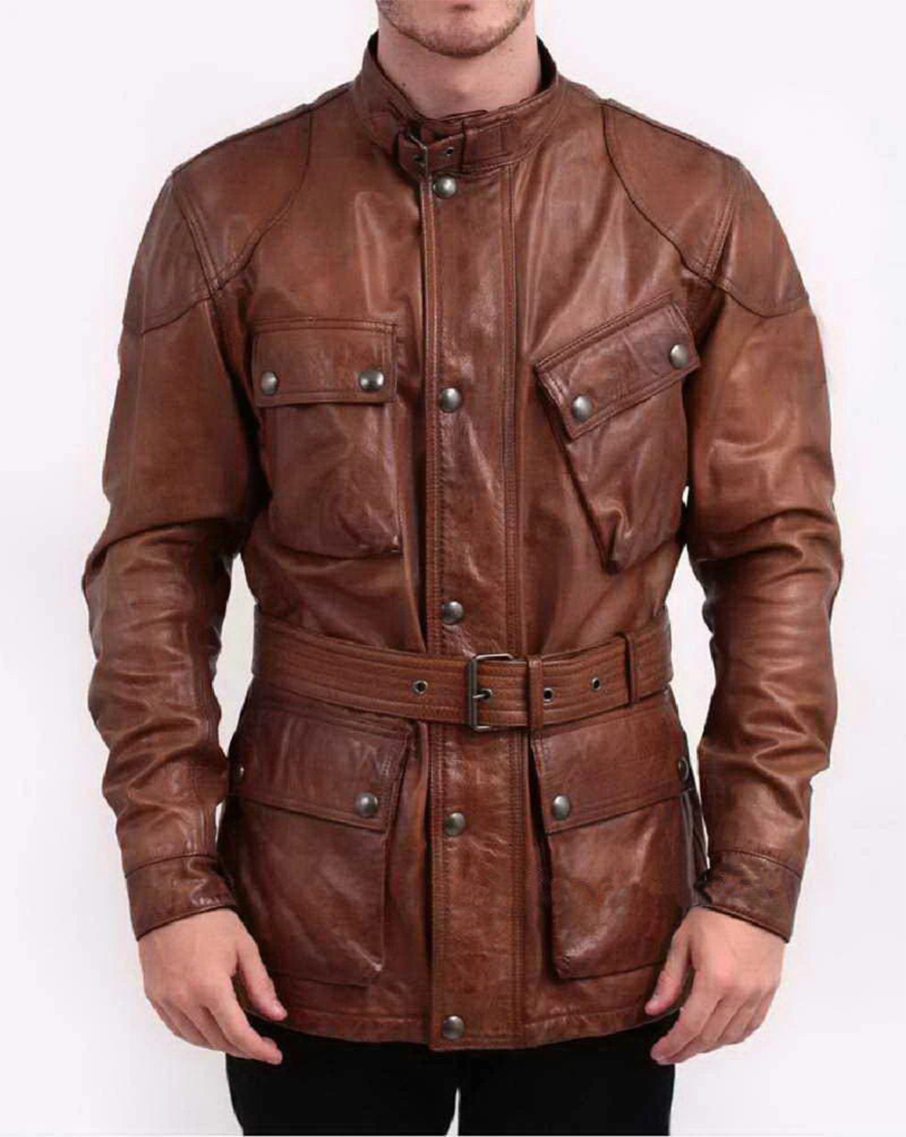 Men’s Brad Pitt Brown Leather jacket