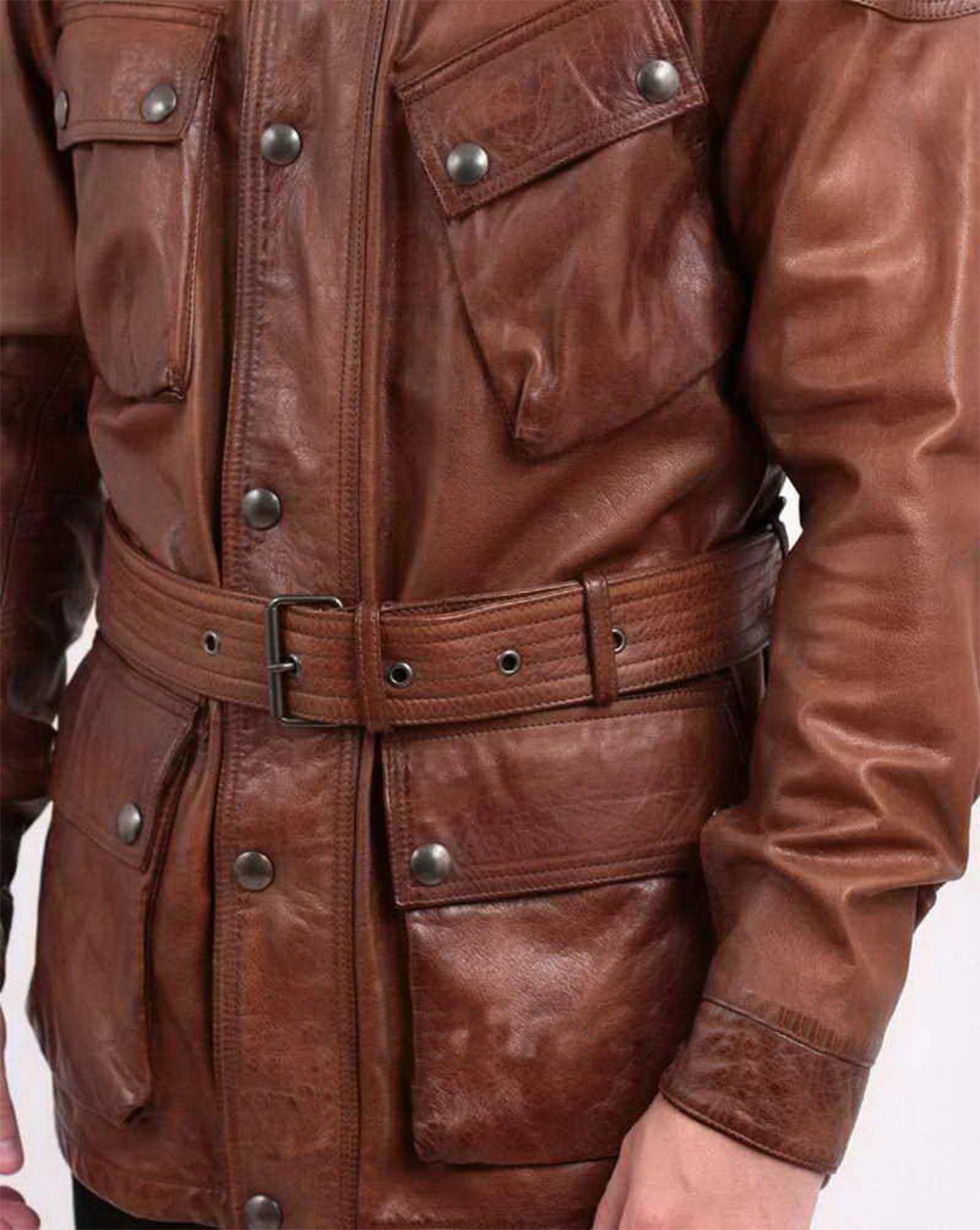 Men’s Brad Pitt Brown Leather jacket