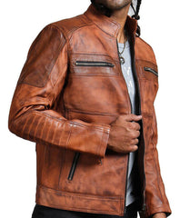 Men’s Brown Perforated Real Leather Jacket