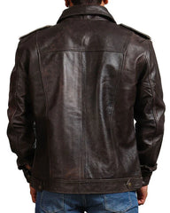 Men's Dark Brown Genuine Leather Trucker Jacket