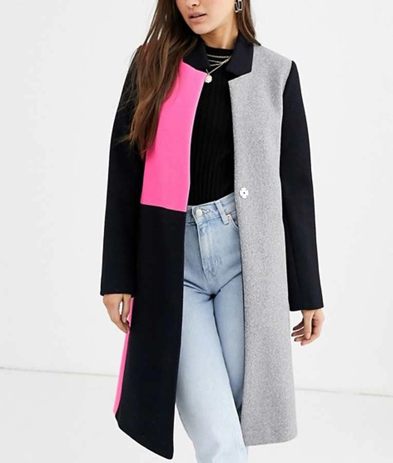 colour block coat women's