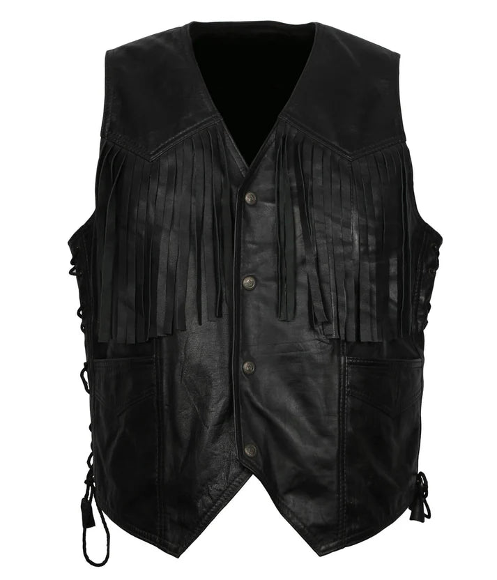 Black Leather Cowboy Vest