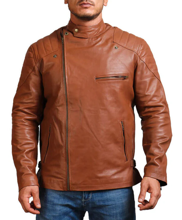 Men's Brown Biker Leather Jacket
