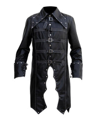 Men’s Vintage Real Leather Black Gothic Coat